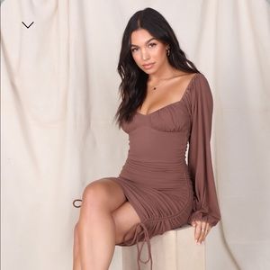 Brown long sleeved ruched dress - Fashion Nova Very stretchy and thick material